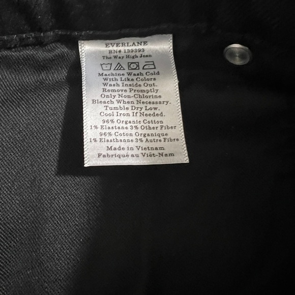 NEW Everlane Black Cotton The Way-High In Coal Raw Hem Straight Leg Jeans 28T - Picture 12 of 12